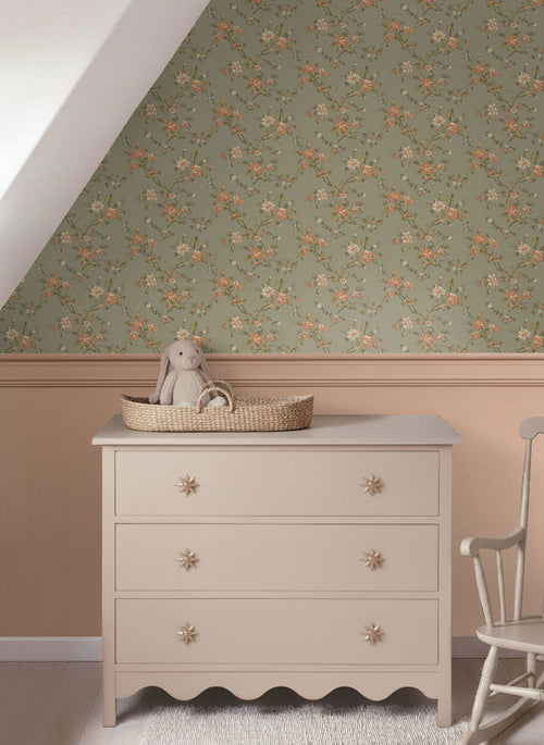 ESTAhome behang vintage bloemen groen - 50 x 900 cm - 132207