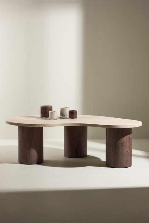 Rebellenclub  Kaloria Salontafel  - 130 x 78 cm Mokka / Travertin