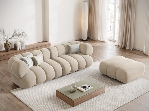 Cosmopolitan Design Bank Koge 4-zits, flueel lichtbeige - 95x240x70cm