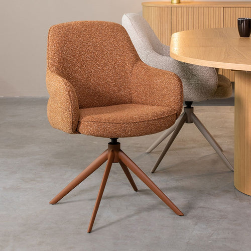 LABEL51 Eetkamerstoel Bern - Bruin Bouclé - Draaibaar - vtwonen shop