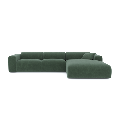 Sia Home - Grote hoekbank MYRA - getextureerd fluweel dennengroen 280cm