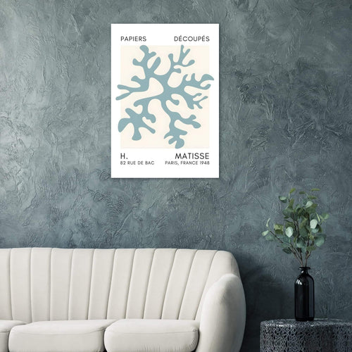 Artfulprints Poster Matisse – Dreamy coral flower turquoise   - 50x70 cm - Turquoise