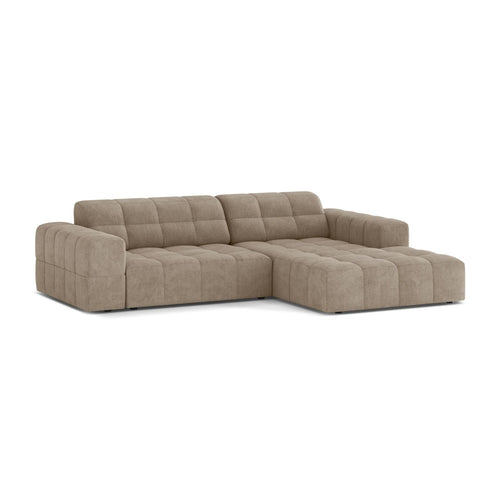 Cosmopolitan Design - Rechter hoekbank Chicago 3-zits, chenille donkerbeige - 167x234x78cm