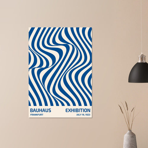 Artfulprints Poster met Lijst Bauhaus - Exhibition Frankfurt blue   - 50x70 cm - Blauw