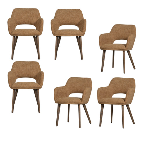 WOOOD eetkamerstoelen Murat Houten Bruine Poot - Geel - Set van 6