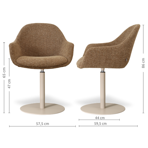 Nolon Niva-Mae tulp eetkamerstoel bruin blend - beige onderstel