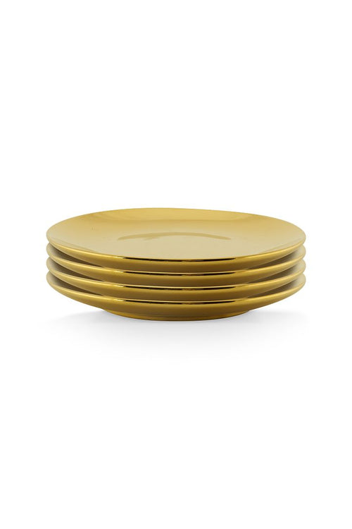 vtwonen Ontbijtborden - Bordenset 4 persoons - Serviesset van 4 - Gouden servies - 12cm ontbijtbord - vtwonen shop