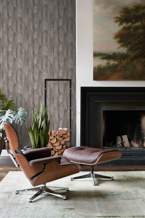 Origin Wallcoverings eco-texture vliesbehang bladeren donker taupe - 53 cm x 10,05 m - 347367 - vtwonen shop