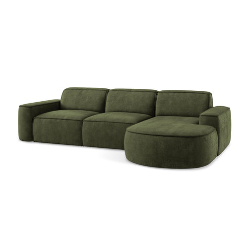 LaMiaSofa hoekbank rechts Melissa - chenille stof - olijf - 284x166x70