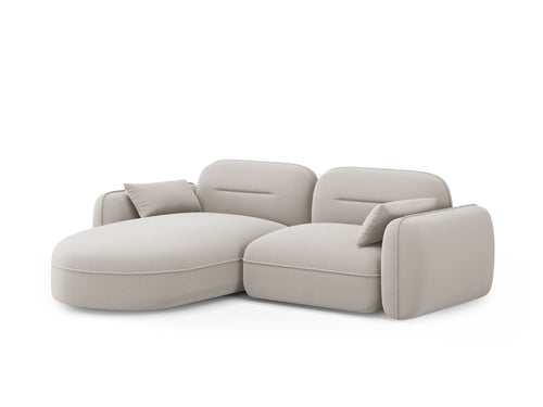 Cosmopolitan Design Modulaire hoekbank links Sydney 3-zits, flueel, lichtbeige - 165x230x70cm