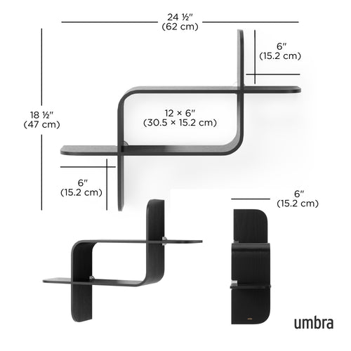 Umbra wandplank Montage - 64 x 48 x 16 cm - Zwart