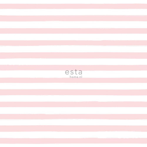ESTAhome behang geschilderde strepen licht roze en wit - 53 cm x 10.05 m - 138969