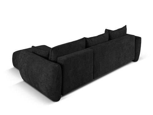 Cosmopolitan Design Converteerbare hoekbank rechts met opbergdoos Matera 4-zits, chenille, zwart - 173x253x86cm