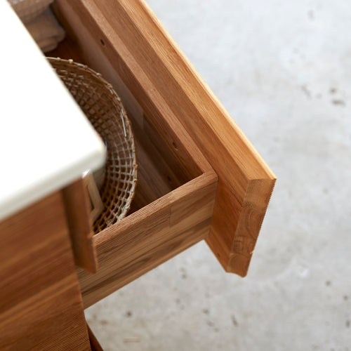 Tikamoon Massief eikenhouten en keramisch badkamermeubel 120 cm - Naturel - vtwonen shop