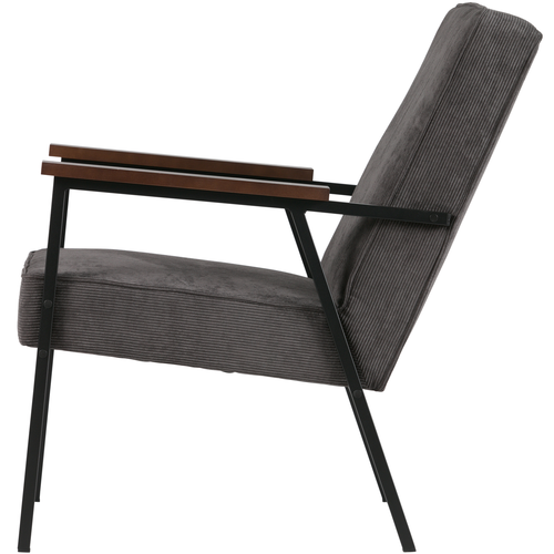 WOOOD fauteuil Sally - Polyester - Antraciet - 87x65x82 - vtwonen shop