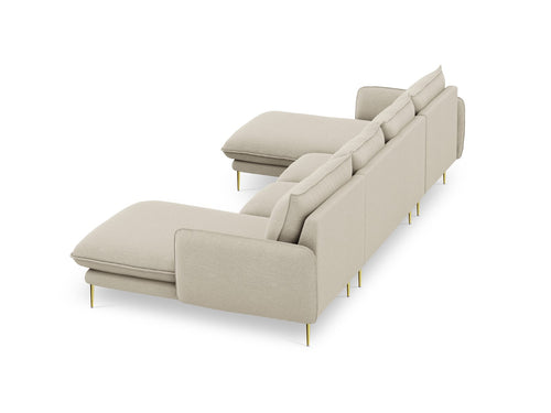 Cosmopolitan Design Panoramische bank Vienna 6-zits, structurele stof, beige - 170x350x95cm
