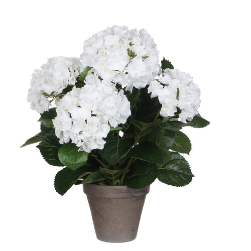 Mica Decorations Hortensia Kunstplant in Bloempot Stan - H45 x Ø45 cm - Wit