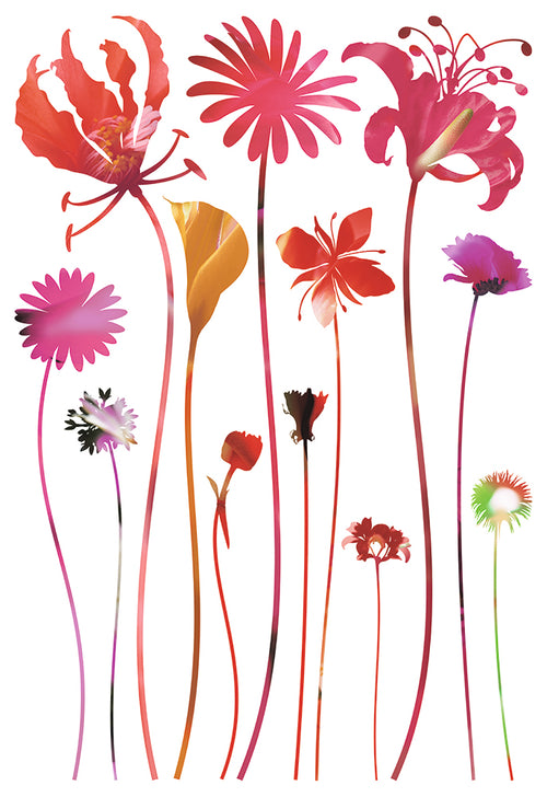 Sanders & Sanders muursticker bloemen roze, lila paars en groen - 65 x 42.5 cm - 600319