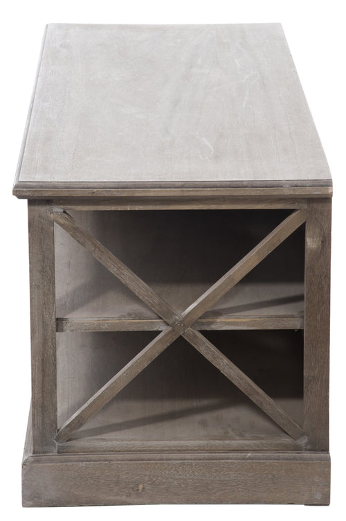 J-Line TV kast + 2 Manden - hout - grijs/naturel