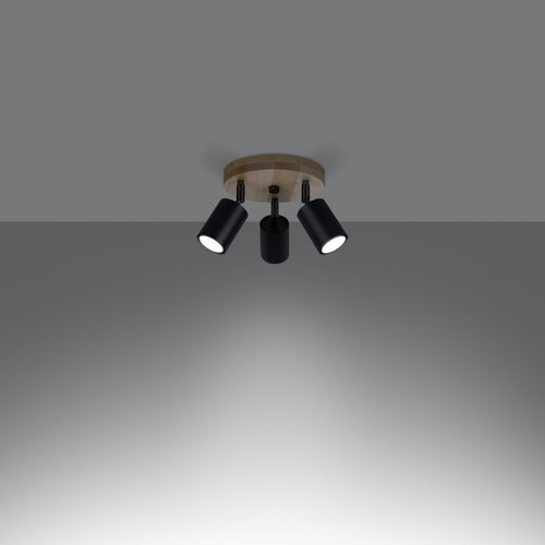 Sollux Lighting Plafondlamp VERDO 3P zwart - 33x33x17cm