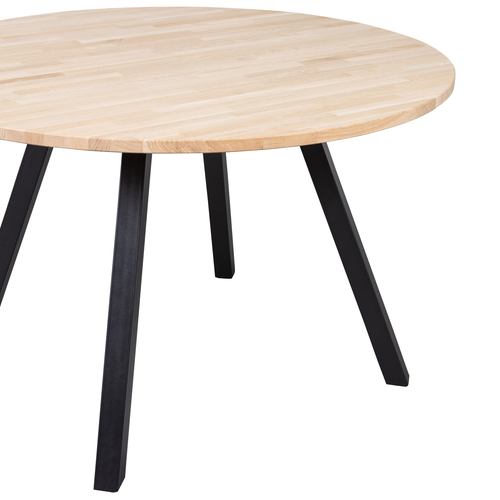 WOOOD tafel rond met 2-standen poot Tablo - Eiken/Metaal - 75x120x120 - vtwonen shop