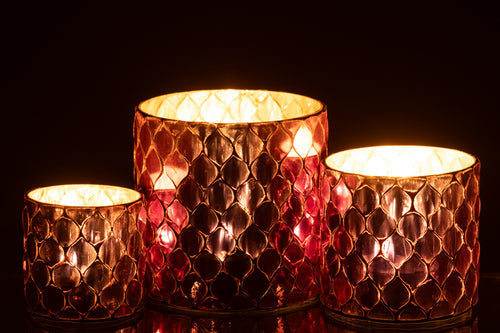 J-Line kaarshouder Cilinder Mozaïek - glas - fuchsia - vtwonen shop