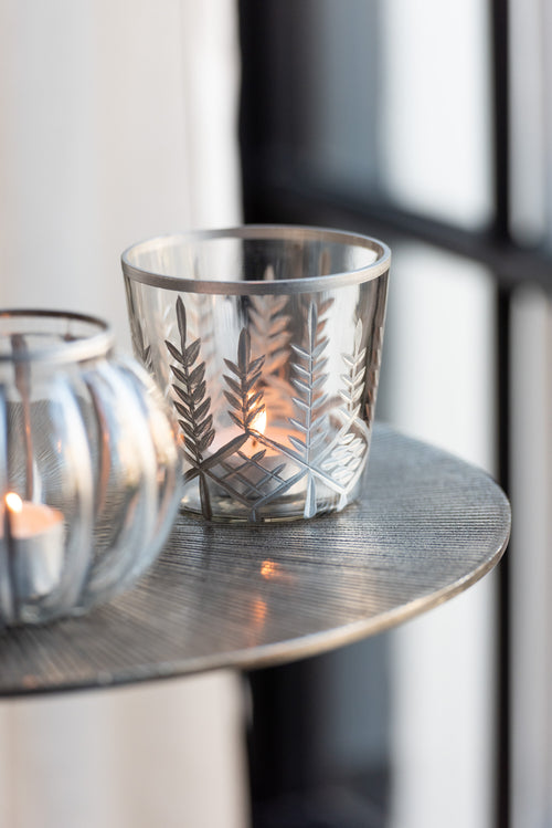 J-Line windlicht Chloe - glas - transparant/zilver - small - 2 stuks - vtwonen shop