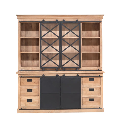 Starfurn Vitrinekast Fresno - Naturel Hout - 200x45x220cm