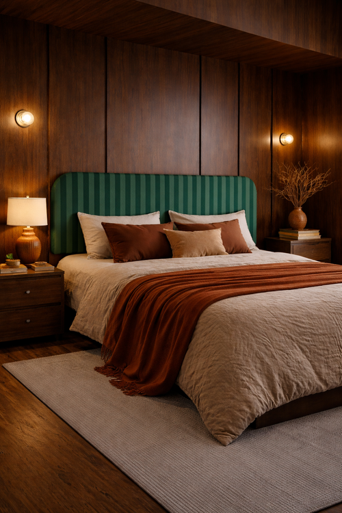 Gestoffeerd fluwelen hoofdbord met strepen 160x97cm