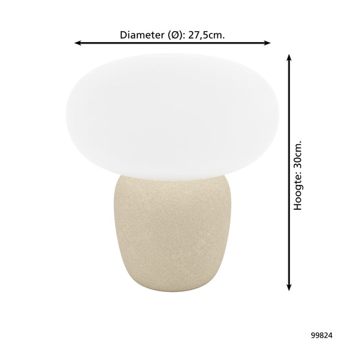 EGLO tafellamp Cahuama - e27 - 30 cm - lichtbruin/wit