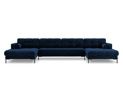 Cosmopolitan Design Panoramische bank Bali 7-zits, flueel, koningsblauw - 185x383x75cm
