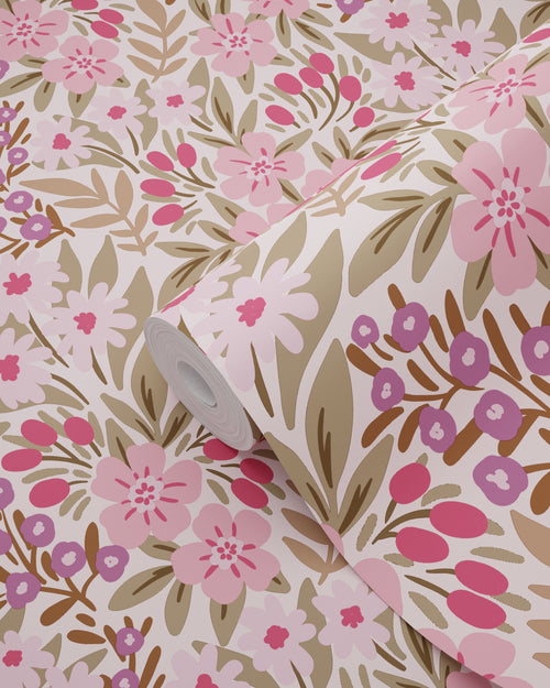 ESTAhome behang bloemen paars en roze - 50 x 900 cm - 131446 - vtwonen shop