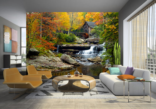 Sanders & Sanders fotobehang bosrijk landschap groen, geel en oranje - 360 x 270 cm - 600485 - vtwonen shop