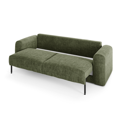 Sia Home - Slaapbank met opbergruimte, notenhout RIO - kruisbinding vintage groen 250cm
