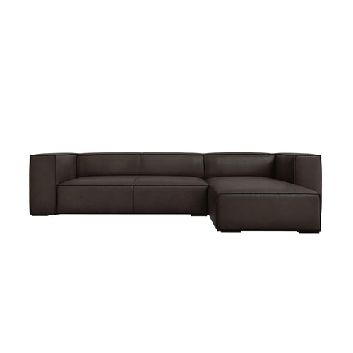 Cosmopolitan Design - Rechter hoekbank Turin 5-zits, echt leer grafiet - 173x290x68cm