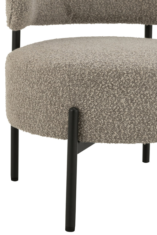 J-Line loungestoel Bouclé - multiplex/polyester - grijs/zwart