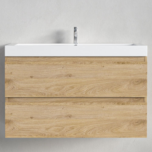 LOMAZOO badkamermeubel Monaco - zwevend - wit - licht eiken - 80 cm