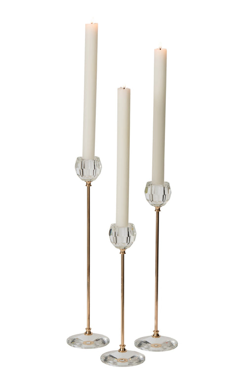 J-Line Kandelaars - kristal - transparant - set van 3