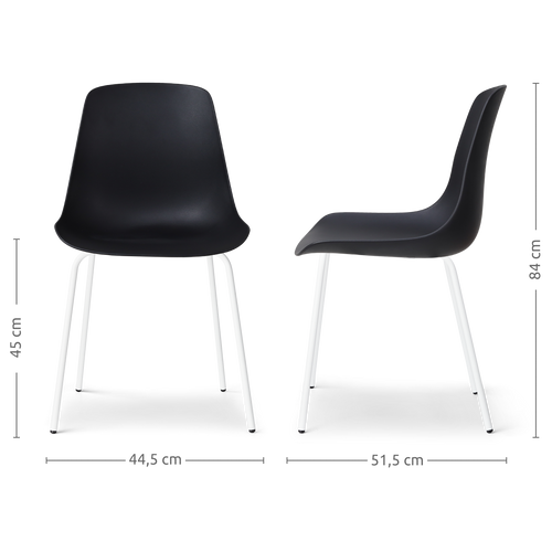 Nolon Nora-Pip Eetkamerstoelen Set van 2 - Zwart - Wit Onderstel - vtwonen shop