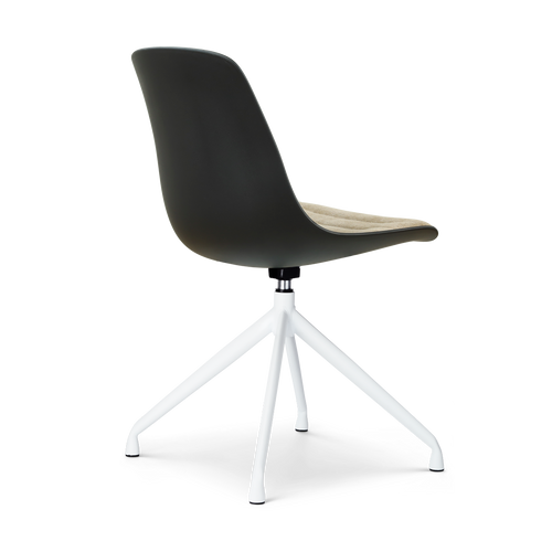 Nolon Nola-Liv draaibare eetkamerstoel zwart met nougatbruin zitkussen - wit onderstel - vtwonen shop