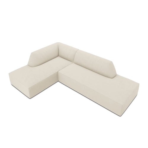 Cosmopolitan Design - Modulaire hoekbank links Siena 4-zits, ribfluwelen lichtbeige - 180x273x69cm