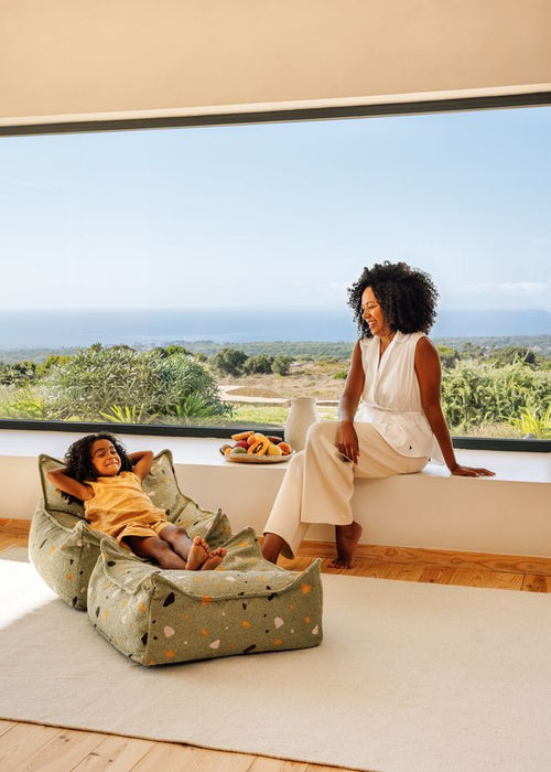 Wigiwama Terrazzo Vierkante Poef - Groen