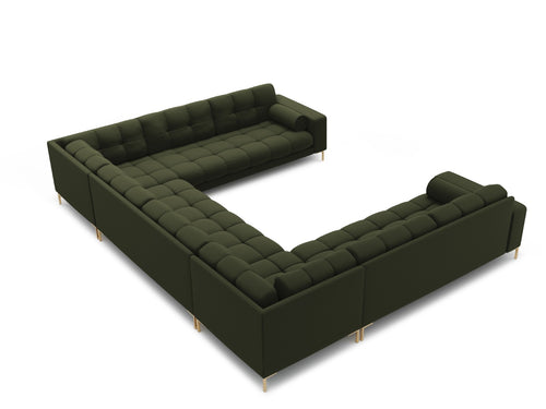Cosmopolitan Design Panoramische bank Bali 9-zits, structurele stof, groente - 256x327x75cm