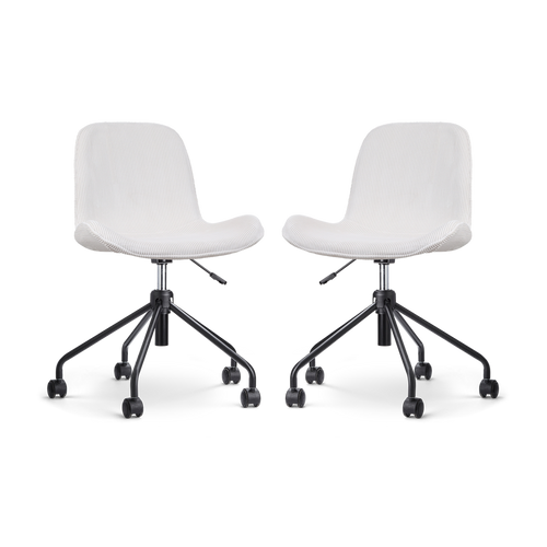 Nolon Nout-Fé Bureaustoelen Set van 2 - Rib Crème - Zwart Onderstel - vtwonen shop