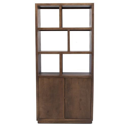 Giga Meubel Vakkenkast Luxurious - Donkerbruin Mangohout - 100x45x210cm - vtwonen shop