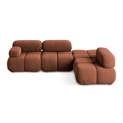 LaMiaSofa hoekbank rechts Sanremo - chenille stof - terracotta - 285x190x70
