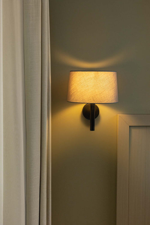 Faro Windsor Wandlamp met kap Zwart, Grijs 1x E27
