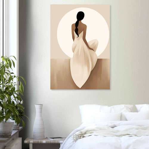 Artfulprints Poster met Lijst Japandi The serene lady   - A4 21x29.7 cm - Bruin