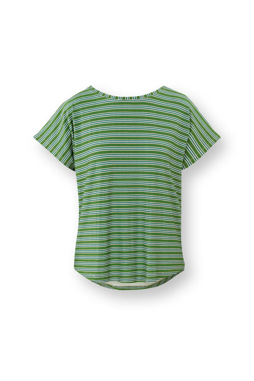 Pip Studio - Tatum Pyjama t-shirt - Korte mouw Dames - Kente Stripe - Groen - XL