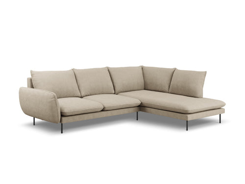 Cosmopolitan Design rechter hoekbank Vienna 6-zits, structurele stof, beige - 185x275x95cm